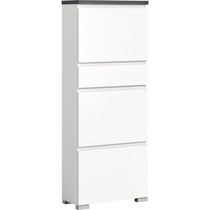 Schoenenkast - Schoenenkist - Schoenenorganizer - Houtmateriaal - Wit en Industrieel Grijs Nb - 60cm x 152cm x 27cm