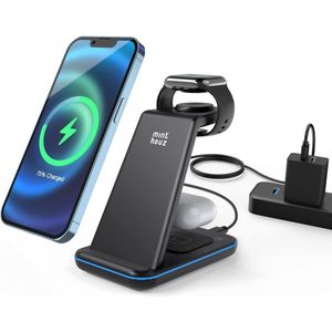 Oplaadstation - Draadloos Oplaadstation - Oplaadstation geschikt voor X - Mobiel, Telefoon, Oortjes en Horloge