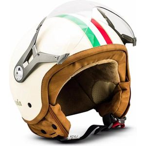 SOXON Imola Scooterhelm - L - Jethelm met vizier - Motorhelm voor volwassenen - Geschikt voor Vespa, Scooter, Brommer, Motor en Snorfiets - Creme