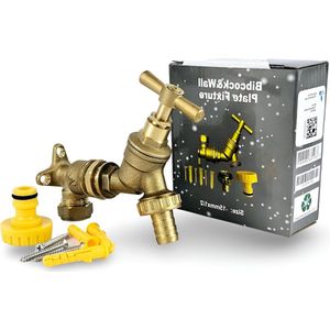 Bibcock Tap 1/2"" BSP met Messing Muurplaat Armatuur BS1010-2 - Waterbesparende Kraan
