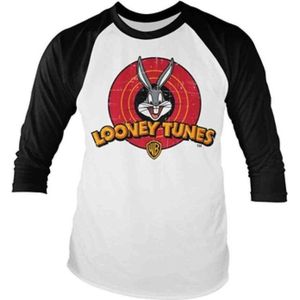 Looney Tunes Raglan top -XL- Distressed Logo Wit/Zwart