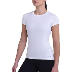 TCA Dames Atomic Korte Mouw Sneldrogende Gym Hardloop Trainings Top - Wit, S