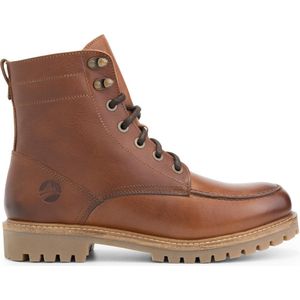 Travelin' Haugesund Heren - Leren Veterschoenen - Wol gevoerde boots - Cognac leer - Maat 48