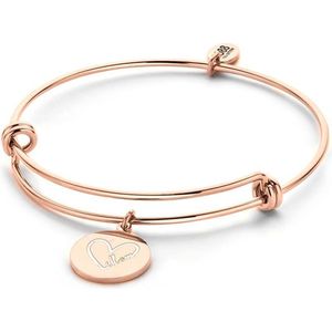 CO88 Collection Beloved 8CB 90232 Stalen Armband met Hangers - Hart en Mom - One-size - Rosékleurig