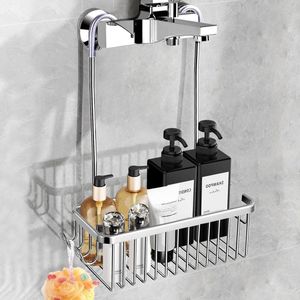 Doucheplank zonder borenOp te hangen douchemandjeShampoohouderDouchecabine mand kraan voor compacte badkamer - zilver