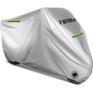 Waterdichte Motorhoes van Oxford 210D voor Motorrijders, Bescherming tegen Weersomstandigheden en Stof, Inclusief Winddichte Gespen, Zilver 265x105x125 cm