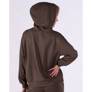 Dames viscose cupro hoody in taupe - CAMBRIDGE.