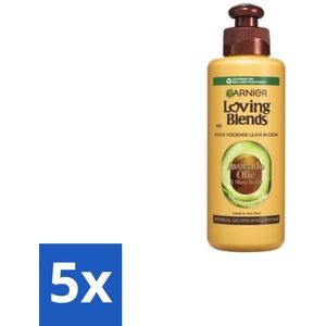 5 x Garnier - Loving Blends - Leave-In Crème - Avocado Olie & Shea Boter - Zeer Droog & Pluizig Haar - 200 ml - Avocado Olie - Shea Boter - Haarvoeding - Droog Haar - Pluizig Haar