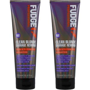 Fudge Clean Blonde Damage Rewind Violet-Toning Shampoo 2x 250ml - Voordeelverpakking