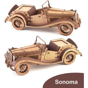 Tree D Puzzle Vintage Auto Modelbouwset - Thoroughbred Auto 3D Puzzelset Idee - Breinbreker Puzzels – Sonoma Houten 3D Puzzel Modelbouwsets voor Volwassenen - Model Auto Bouwpakketten