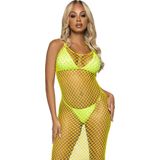 Leg Avenue - Grove Net Halterjurk - Lemon - Netstof - Doorzichtig