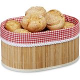 Relaxdays broodmandje bamboe - met stof - 16,5 x 33,5 x 23,5 cm - natuur