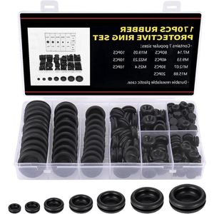 Rubberen sluitringen afdichtringen - Set van 170 stuks - 7 maten assortimentskit - voor kabels, auto, machine, waterleiding, pomp - inclusief stekker .