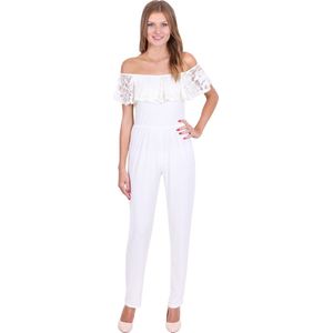 John Zack crèmekleurige kanten jumpsuit