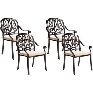 ANCONA - Tuinstoel set van 4 - Donkerbruin - Aluminium