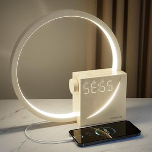 Wake-up licht met nachtlampje - 3 helderheidsniveaus, touch dimbaar, 2 wekkers, daglichtwekker, 10 rustgevende geluiden, 10 W USB-opladen - geschikt voor slaapkamer en woonkamer