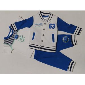 dirkje , kledingset , jongen, wit blauw , 3 delig , 56 - 1 maand