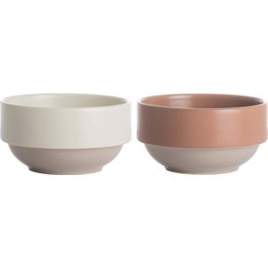 Gusta - Schaaltjes - ø9x5,1cm - Terracotta Wit Taupe - set 2 stuks