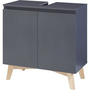 Wastafelonderkast Overath 60x60x30 cm grijs en houtkleurig [en.casa]