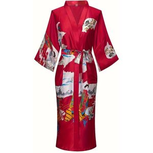 Bovista Badjas Dames - Kimono - Kamerjas - Ochtendjas - Pyama - Rood - S