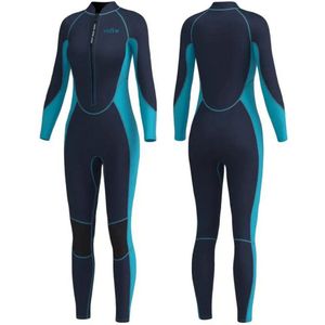 Livano Wetsuit Dames - Swimsuit - Shorty - Surfpak - Duikpak - Lange Mouw - Zwemsuit - Marineblauw - XS