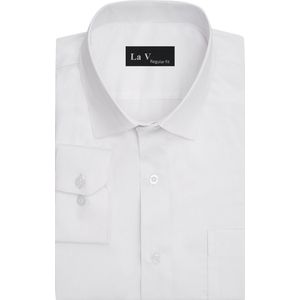 La V heren overhemd regular fit met strijkvrij Wit S
