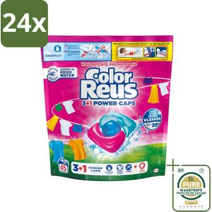 Color Reus - 3+1 Power Caps - Gekleurde Was - 45 Wasbeurten - Voordeelverpakking - 24 stuks - Wasmiddel capsules - Vlekkenverwijderaar