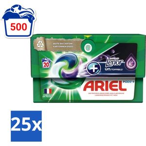 Ariel Original - Touch of Lenor Unstoppables - Wasmiddelcapsules - Pods+ - Witte en Gekleurde Was - 20 Wasbeurten - Bulkverpakking - 25 stuks
