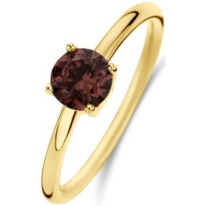 New Bling 9NB-0886-58 Zilveren Ring - Dames - Zirkonia - Rond - 6 mm - Oranje/Rood - Maat 58 - 1,76 mm - Zilver - Gold Plated (Verguld/Goud op Zilver)