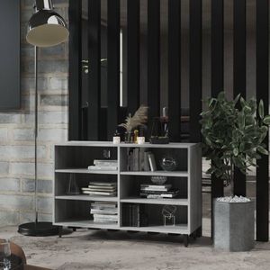 The Living Store Dressoir Industrieel - Grijs Sonoma Eiken - 103.5x35x70 cm - Met 6 schappen