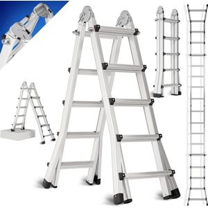 Telescopische Ladder – Vouwladder – Uitschuifladder – Aluminium Ladder – Lichte Ladder – Tot 4,8 Meter – Max 150 Kg Draagkracht