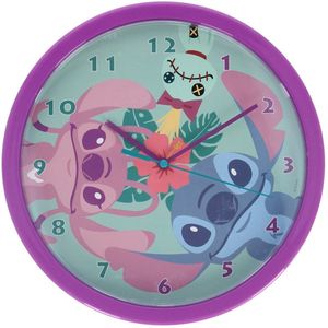Disney - Lilo & Stitch - Wandklok - Paars Groen - Kunststof - Diameter 24 cm