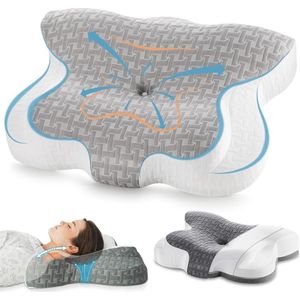 Ergonomisch orthopedisch nekkussen - diepe slaap - verstelbaar - wasbare hoes - zijslapers - buikslapers