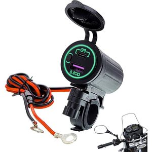 Telefoonoplader voor motorfiets - Dubbele USB-oplader Socket - QC3.0 + PD snellader - 12-24V auto's boten motorfietsen - - - Zoekwoorden: telefoonoplader, USB-oplader .