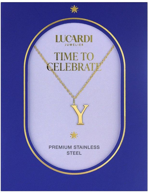 Lucardi - Dames Stalen Goldplated Ketting - Goudkleurig - 47 cm