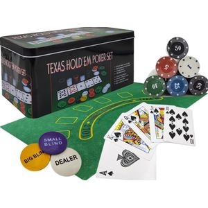 Pokerset 200 chips in blik - Texas Hold'em Poker Set - Pokerblik - Blik met Poker Fiches