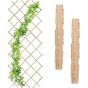 Relaxdays uitschuifbaar plantenklimrek set van 3 - houten klimplantenrek 90x180 cm - tuin