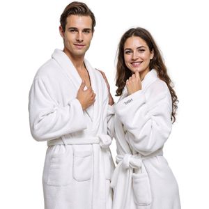 HSXL - Luxe Badjas van Katoenen Badstof - Heren & Dames - XL - Wit - HOTEL Kwaliteit - 100% Katoen - Kamerjas met Zakken en Kraag