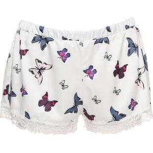 Guy de France - Short nacht satijn - bedrukt ivoor vlinder - M