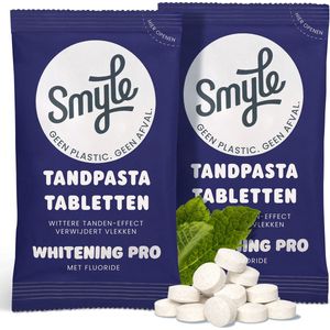 Smyle Whitening freshmint tandpasta Tabletten - 2 x 63 Tandpasta Tabs Navulling - Whitening Effect - Geschikt voor Gevoelige Tanden - 100% Natuurlijk & Plasticvrij - Zero Waste