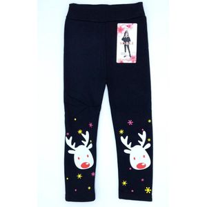 Kerst Legging Rendier Winter Legging Kinderlegging Thermo Legging Fleece Legging Gevoerde Legging Meisjes Legging Zwart Maat 128