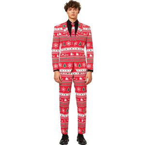 OppoSuits Winter Wonderland - Heren Kostuum - Rood - Kerstpak - Maat 46