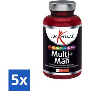 5 x Lucovitaal - Vitaminen - Multi+ Compleet Man - 120 Tabletten - Multivitamine Voor Mannen - Testosteron - Energie - Vitaliteit - Gezondheid
