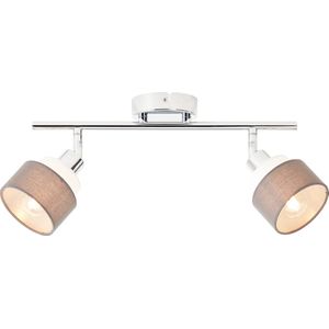 Brilliant lamp Naples spot buis 2-lamps chroom/grijs/wit metaalgrijs 2x D45, E14, 28 W