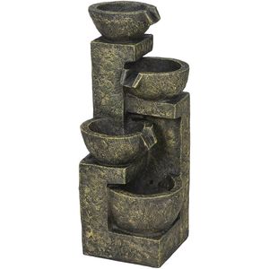 Tuinfontein - met LED licht - fontein met regelbare doorstroming - 4-laags decoratieve fontein - waterornament - waterval voor tuin