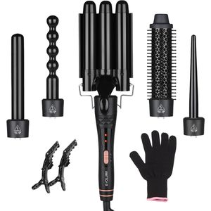 Evolure Krultang - Wafeltang - Waver - 5-delige Haarkruller - Golvenkrultang - Keramisch - Zwart