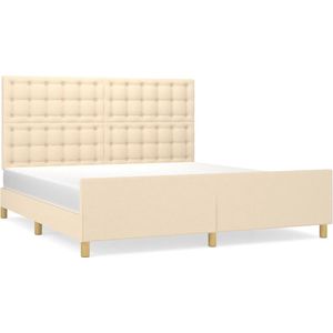 vidaXL - Bedframe - met - hoofdeinde - stof - crèmekleurig - 180x200 - cm