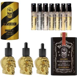 Bandido Beard Oil Gold 40ml & Beard Shampoo 250ml & 7x Cartel Paris EDP 2ml