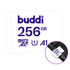 Buddi - MicroSDXC Geheugenkaart - 256GB - Wit - 160MB/s Leessnelheid - 120MB/s Schrijfsnelheid