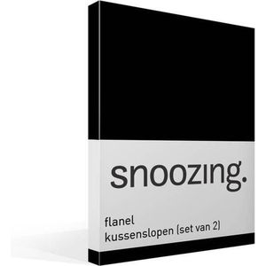 Snoozing - Flanel - Kussenslopen - Set van 2 - 50x70 cm - Zwart